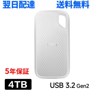 4TB �|�[�^�u�� SSD SanDisk Extreme �T���f�B�X�N �O�tSSD �����f�[�^�]��1050MB/�b USB3.2 Gen2 USB-A/USB-C���Ή� �C�O�p�b�P�[�W �y�� ���ϋv �ϏՌ� ��e�� �ʐ^���� ��z�֑������� 5�N�ۏ� SDSSDE61-4T00-G46