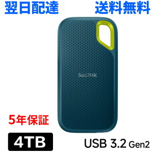 4TB �|�[�^�u�� SSD SanDisk Extreme �T���f�B�X�N �O�tSSD �����f�[�^�]��1050MB/�b USB3.2 Gen2 USB-A/USB-C���Ή� �C�O�p�b�P�[�W �y�� ���ϋv �ϏՌ� ��e�� �ʐ^���� ��z�֑������� 5�N�ۏ� SDSSDE61-4T00-G25