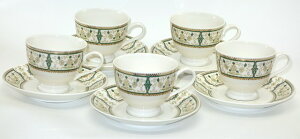 エメラルドフラワー ティーコーヒーカップソーサー5客セット ステンレススプーン付き 5客碗皿セット 専用箱付 お値打ち 安い プレゼント ギフト 贈リ物 セット キッチン用品 洋食器 キッチ