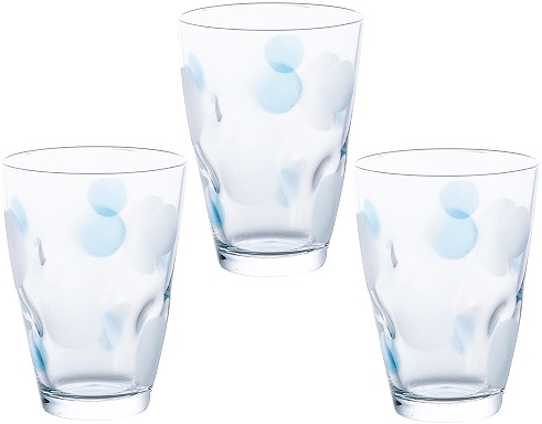 水玉グラスタンブラー ブルー 3客セット ガラス おしゃれ 食器 日本製 キッチン雑貨 割り引き 記念品 祝 ギフト プレゼント 贈リ物 お祝い