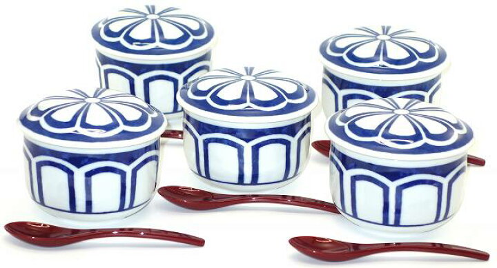 楽天市場】美濃焼 菊割 蒸し碗 5客セット スプーン付き【茶碗蒸し 