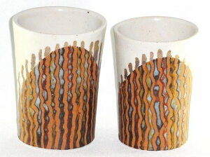 常滑焼 仲目線 小林優子作 夫婦湯呑/組湯呑 湯呑セットプレゼント ギフト 贈リ物 祝 お祝い 記念品