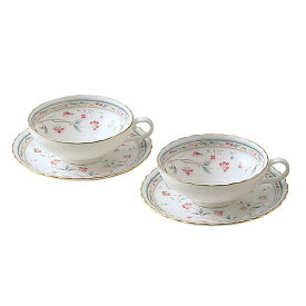 ノリタケ＜Noritake＞花更紗 HANA SARASA ティー碗皿ペアセット【紅茶専用】【送料無料】プレゼント ギフト 贈リ物 祝 お祝い 記念品 食器 セット 可愛い 引き出物 引出物 内祝い お返し 出産内祝い 快気祝い