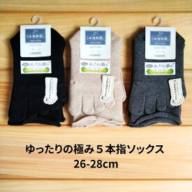 【LINEクーポン】 5本指ソックス 三次元ゆったりの極み L 26-28cm 日本製　締め付けなし 足のむくみ 介護 車いすの方 メンズ 紳士 プチギフト[M便 1/2]