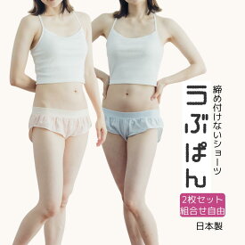 【愛媛百貨クーポン使える】【LINEクーポン】 うぶぱん 2枚セット ショーツ 無地 柄 ストライプ ドット M L レディス しめつけない 鼠径部 リンパ プレゼント ママチョイス 綿100 レディース 国産 ふんどし 日本製 アトピー [M便 1/2]