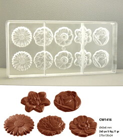 【30%OFF】【チョコレートワールド】CW1416 Φ43x6MM 10P　花アソートマトファー マトファ チョコレートワールド チョコレートモールド