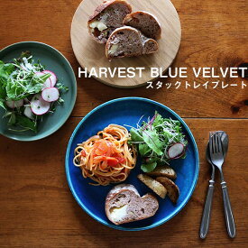HARVEST BLUE VELVET 24cm スタックトレイ プレート | 食器 皿 平皿 キッチン雑貨 ハーベスト ブルーベルベット 青 信楽焼 テーブルウェア シンプル 一人前 陶器 おしゃれ 料理 映える
