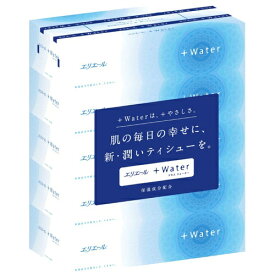 (送料無料)(まとめ買い・ケース販売)エリエール プラスウォーター(+Water) ティシュー（5箱パック）（10個セット）/ 大王製紙
