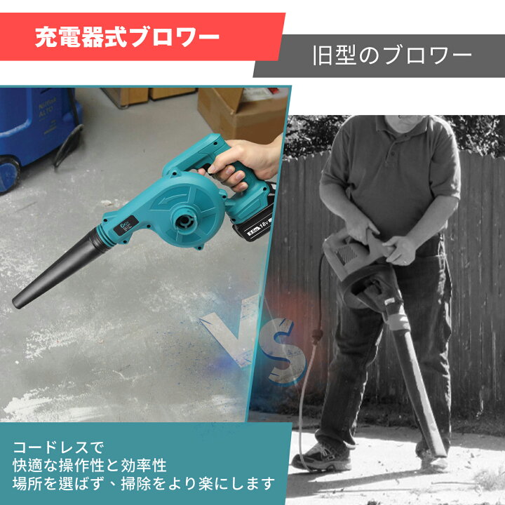 楽天市場】【一台二役】充電式 ブロワー マキタ18Vバッテリー 1個 