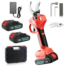 【楽天1位】1年保証 マキタ 互換 充電式 剪定バサミ 電動ハサミ ＋ バッテリー 2個 + 充電器 セット 切断直径40mm LEDディスプレイ ブラシレスモータ コードレス マキタ18Vバッテリー対応 4段階切断直径調整 電動剪定鋏 枝切り剪定ばさみ 庭木/枝切り/果樹用 1年保証