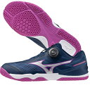 ミズノ　ウエーブメダル8 BOA　WAVE MEDAL 8 BOA　81GA269202　卓球シューズ　02：ネイビー×ギャラクシーシルバー