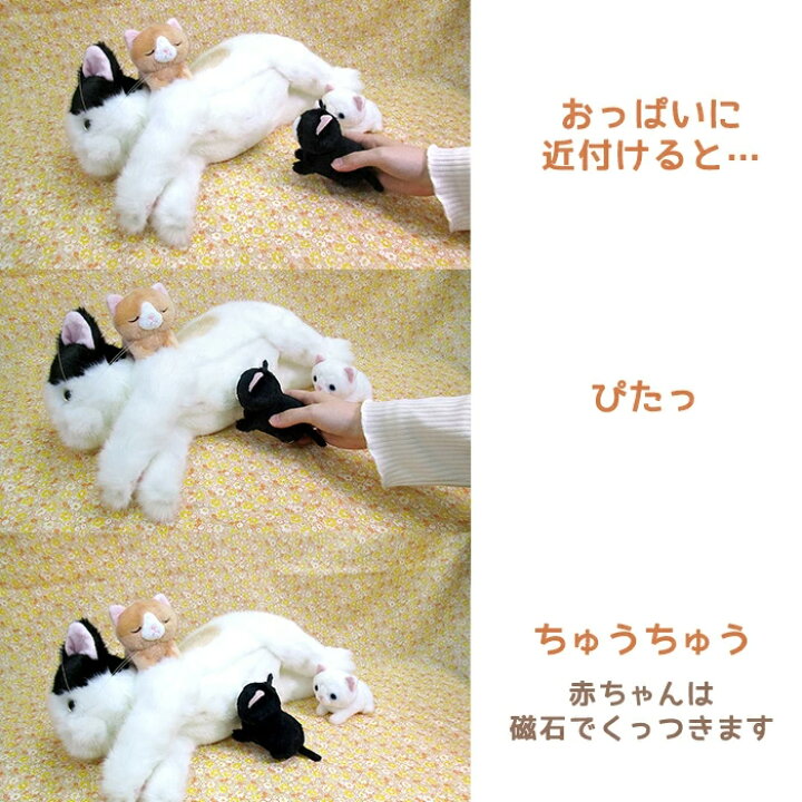 楽天市場 00円クーポン配布中 子育てネコのみーちゃん ミーチャン 猫 ぬいぐるみ 親猫 子猫 ままごと ごっこ遊び 赤ちゃん おもちゃ 玩具 動物 ペット ふわふわ 可愛い ねこ 三毛猫 黒猫 茶猫 白猫 磁石 マグネット 子育て 子育て猫のみーちゃん ネコのミーチャン