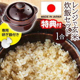 《2000円クーポン配布中》日本製 レンジで玄米炊飯セット 1合炊 玄米炊飯器 レンジ専用 電子レンジ 炊飯器 ご飯釜 WA-951 浸水なし レンジで玄米 レシピ付き 専用研ぎ器付き 玄米炊飯機 土鍋 玄米 おひとり様 ギフト ケデップ K+dep 時短