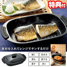 TVで話題 レンジグリルパン 角型 レシピ付き RGPS-01 焼き料理 電子レンジ専用調理器 レンジ グリルパン 角形 レンジで焼き魚 電子レンジ調理 魚 肉 焼く レンジパン レンジ専用調理器 グリルパン レンジ調理機 RGPS01 時短 簡単 電子レンジ
