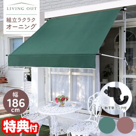 【選ぶ景品】 リビングアウト 組立ラクラクオーニング LO-001 つっぱり式 オーニング つっぱり シェード 物干し竿用フック付き サンシェード 日よけ 日除け 目隠し スクリーン 雨よけ 雨除け UVカット 紫外線対策 テラス 窓 バルコニー 庭 ベランダ日除け ベランダカーテン