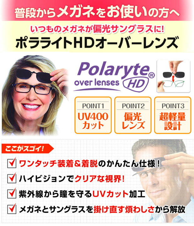 楽天市場 00円クーポン配布 ポラライトhdオーバーレンズ 偏光サングラス ポラライトサングラス メガネ オーバーレンズ 釣り ドライブ ゴルフ 運転 オーバーレンズ メンズ レディース 偏光サングラス アウトドア サイクリング ランニング Uvカット 敬老の日 ギフト