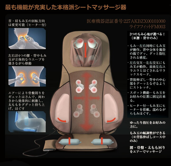 シートマッサージャー コンパクト セール シート 在庫処分 Fm003 マッサージャー フィット ライフ 座椅子マッサージャー 省スペース