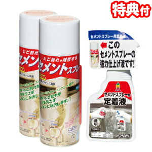 【2日間限定抽選で全額クーポン】セメントスプレー 2本セット(定着液1本付き) セメント ヒビ割れを補修する セメント補修 コンクリート補修 コンクリートスプレー 工事 モルタル補修 修復