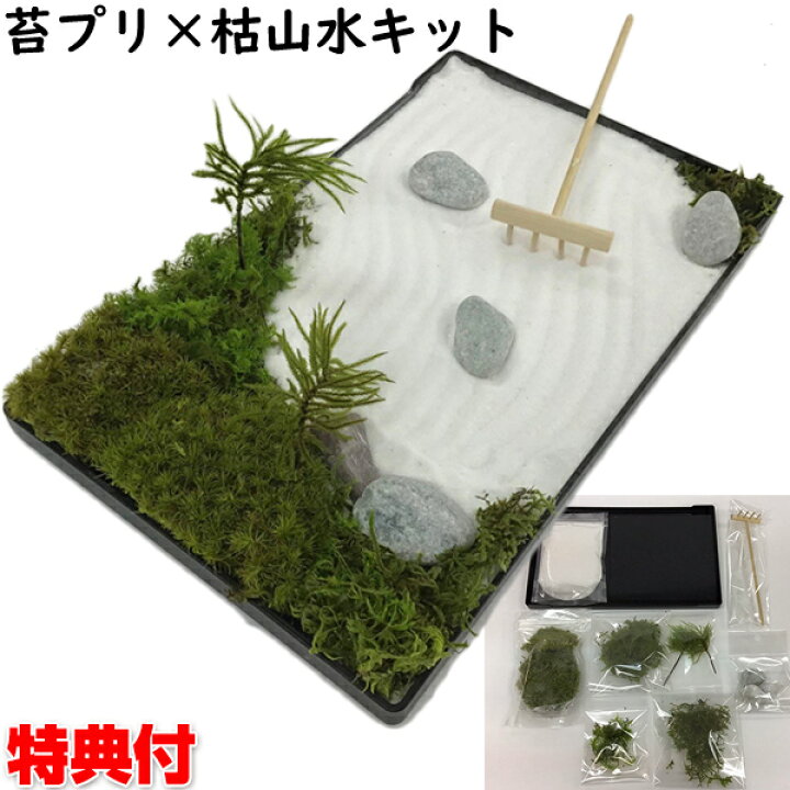 楽天市場 00円クーポン配布中 苔プリ 枯山水キット かれさんすい プリザーブド加工 苔 ミニチュア 庭園 置物 枯山水 アート 盆栽 苔 枯山水 自作 日本庭園 瞑想 癒し 安らぎ リラックス ミニチュア お土産 プレゼント 母の日 プレゼント マツカメショッピング