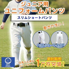2本セット 少年野球 野球 ユニフォームパンツ ひざ二重 スリムショート 小学生 幼稚園 吸汗速乾 ジュニア キッズ 少年 練習着 スマイルデッドボール ズボン