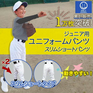 2本セット 少年野球 野球 ユニフォームパンツ ひざ二重 スリムショート 小学生 幼稚園 吸汗速乾 ジュニア キッズ 少年 練習着 SMILEDEADBALL スマイルデッドボール ズボン