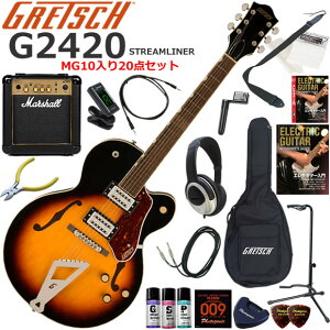 Gretsch �O���b�` G2420 Streamliner/ABB �G���L�M�^�[ ���S�҃Z�b�g �p���t���ȃT�E���h��Marshall MG10�������Ă�20�_�Z�b�g