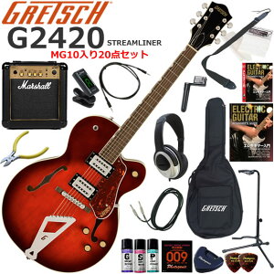 Gretsch �O���b�` G2420 Streamliner/CLB �G���L�M�^�[ ���S�҃Z�b�g �p���t���ȃT�E���h��Marshall MG10�������Ă�20�_�Z�b�g