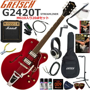 Gretsch �O���b�` G2420T Streamliner/BRW �G���L�M�^�[ ���S�҃Z�b�g �p���t���ȃT�E���h��Marshall MG10�������Ă�20�_�Z�b�g
