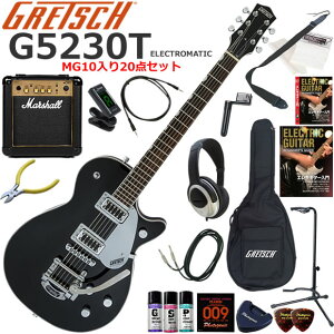 Gretsch �O���b�` G5230T Electromatic/BLK �G���L�M�^�[ ���S�҃Z�b�g �p���t���ȃT�E���h��Marshall MG10�������Ă�20�_�Z�b�g