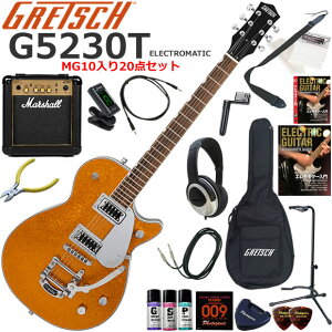 Gretsch �O���b�` G5230T Electromatic Sparkle Jet/GDSP �G���L�M�^�[ ���S�҃Z�b�g �p���t���ȃT�E���h��Marshall MG10�������Ă�20�_�Z�b�g