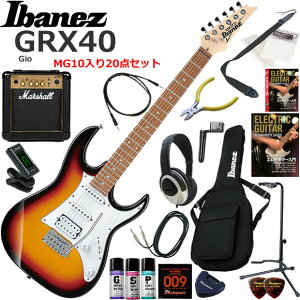 Ibanez �A�C�o�j�[�Y GRX40/TFB �G���L�M�^�[ ���S�҃Z�b�g �p���t���ȃT�E���h��Marshall MG10�������Ă�20�_�Z�b�g