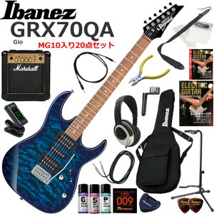 Ibanez �A�C�o�j�[�Y GRX70QA/TBB �G���L�M�^�[ ���S�҃Z�b�g �p���t���ȃT�E���h��Marshall MG10�������Ă�20�_�Z�b�g
