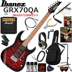 Ibanez �A�C�o�j�[�Y GRX70QA/TRB �G���L�M�^�[ ���S�҃Z�b�g �p���t���ȃT�E���h��Marshall MG10�������Ă�20�_�Z�b�g