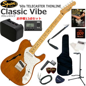 Squier �X�N���C���[ Classic Vibe '60s Telecaster Thinline/NAT �G���L�M�^�[ ���S�҃Z�b�g �~�j�A���v������������y13�_�Z�b�g