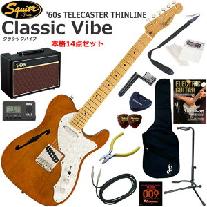 Squier �X�N���C���[ Classic Vibe '60s Telecaster Thinline/NAT �G���L�M�^�[ ���S�҃Z�b�g �l�C��VOX Pathfinder10���������{�i14�_�Z�b�g