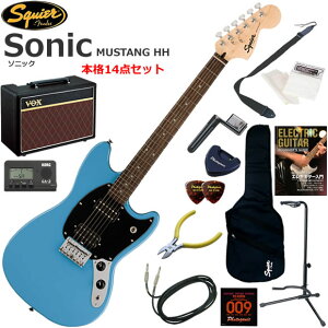 Squier �X�N���C���[ Squier Sonic Mustang HH/CAB �G���L�M�^�[ ���S�҃Z�b�g �l�C��VOX Pathfinder10���������{�i14�_�Z�b�g