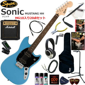 Squier �X�N���C���[ Squier Sonic Mustang HH/CAB �G���L�M�^�[ ���S�҃Z�b�g �p���t���ȃT�E���h��Marshall MG10�������Ă�20�_�Z�b�g
