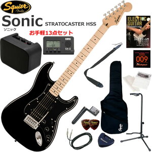 Squier �X�N���C���[ Squier Sonic Stratocaster HSS/BLK �G���L�M�^�[ ���S�҃Z�b�g �~�j�A���v������������y13�_�Z�b�g