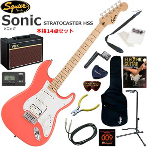 Squier �X�N���C���[ Squier Sonic Stratocaster HSS/TCO �G���L�M�^�[ ���S�҃Z�b�g �l�C��VOX Pathfinder10���������{�i14�_�Z�b�g