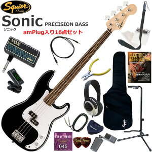 Squier �X�N���C���[ Squier Sonic Precision Bass/BLK �G���L�x�[�X ���S�҃Z�b�g �w�b�h�z���E�x�[�X�E�A���vamPlug��������16�_�Z�b�g