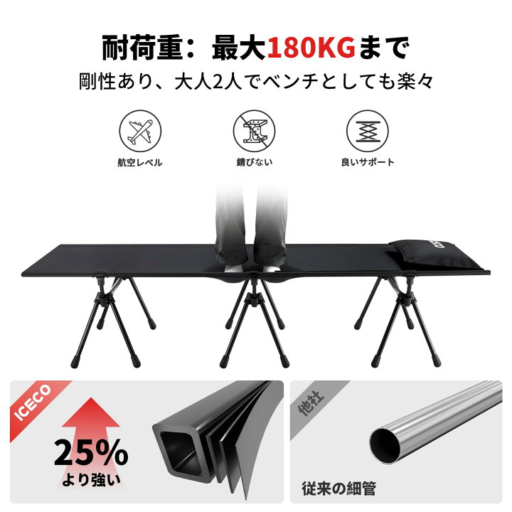 楽天市場】Upgrade ICECO コット 1000D 耐荷重180KG 軽量2.8KG 2WAY  