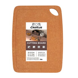 ChefCat まな板 木製 カッティングボード 松繊維 食洗機対応 高耐熱 抗菌 薄型 シリコーン滑り止め 高密度不透水性 新居祝い アウトドア適用 寿司を作る 果物を切る(きつね色, L)