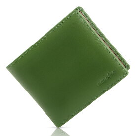 [ecoofee] 財布 メンズ 二つ折り 本革 薄い ボックス型小銭入れ 一流 の 財布 職人 が 作る 二つ折り財布 サイフ コンパクト (Green)