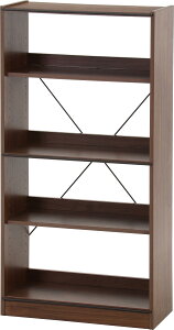 不二貿易 オープンラック4段 可動棚 幅60×奥行28×高さ120cm ミドルブラウン EZBO 工具不要 71870