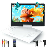 Surfola ポータブルDVDプレーヤー 16.9型 CDプレーヤー 14.1インチ液晶 デュアルアンプ内蔵 4〜6時間再生…