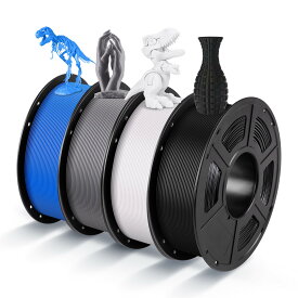 ANYCUBIC PLAフィラメント 4KG 4色セット ブラック+ホワイト+グレー+ブルー 4色 3Dプリンター用 造形材料 pla 高密度 高寸法精度 3dプリンター フィラメント 環境保護 純正材料 1.75mm 正味4KG 真空パッケージ DIY
