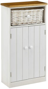 萩原 トイレラック トイレ 収納 棚 【完成品】 カゴ付き ミドル 開き戸 ホワイト MTR-6438