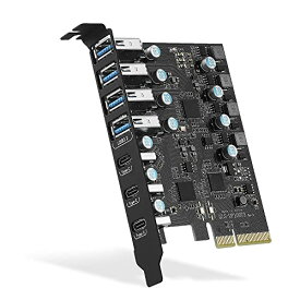 PCIe - USB 3.2 Gen 2カード 20Gbps帯域幅 7つのUSBポート(USB Type-A4つとUSB Type-Cポート3つ)、PCI Express (PCIe) 拡張カード USBカード デスクトップPC対応 WindowsおよびL