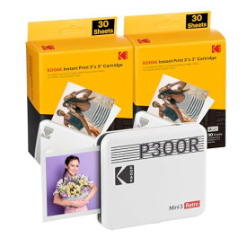 コダック KODAK Mini 3 Retro 4PASSポータブルフォトプリンター(7.6cmx7.6cm)+68枚バンドル,ホワイト