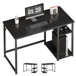 Maihail 机 pcデスク オフィスデスク パソコンデスク 勉強机 ゲーミングデスク ワークデスク 学習机 幅100*奥行48*高さ74cm SZ121HFD スチールウッド簡易棚付き ブラック